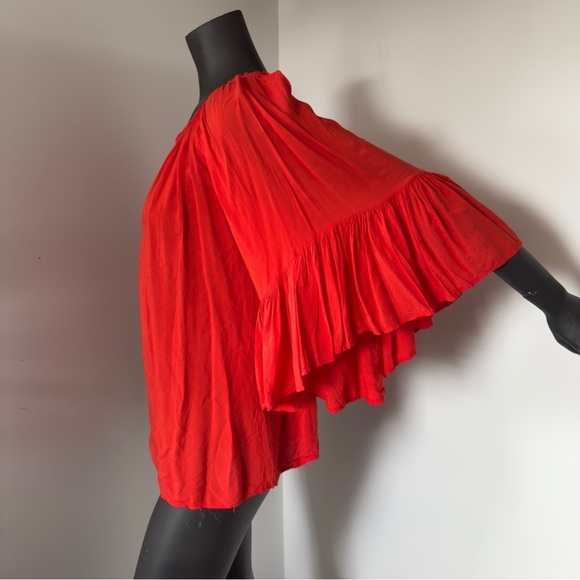 ⚪️ Elan Vibrant Red Boho Blouse with Flowy Sleeves Size M - Picture 4 of 8